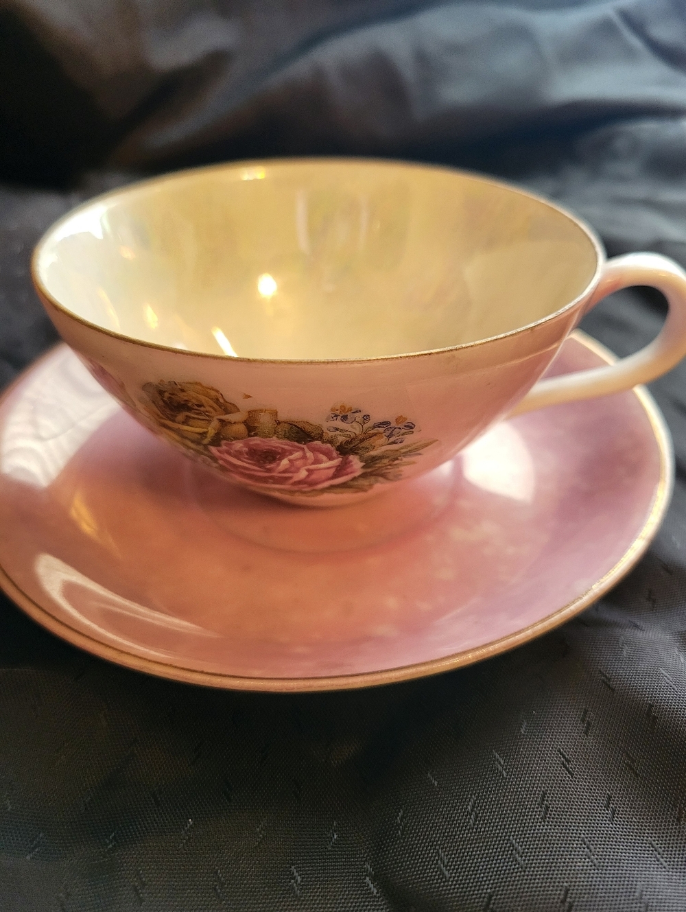 Japanese Betsons Pink Floral 5 x 2 In Teacup and 5.5 In. Saucer